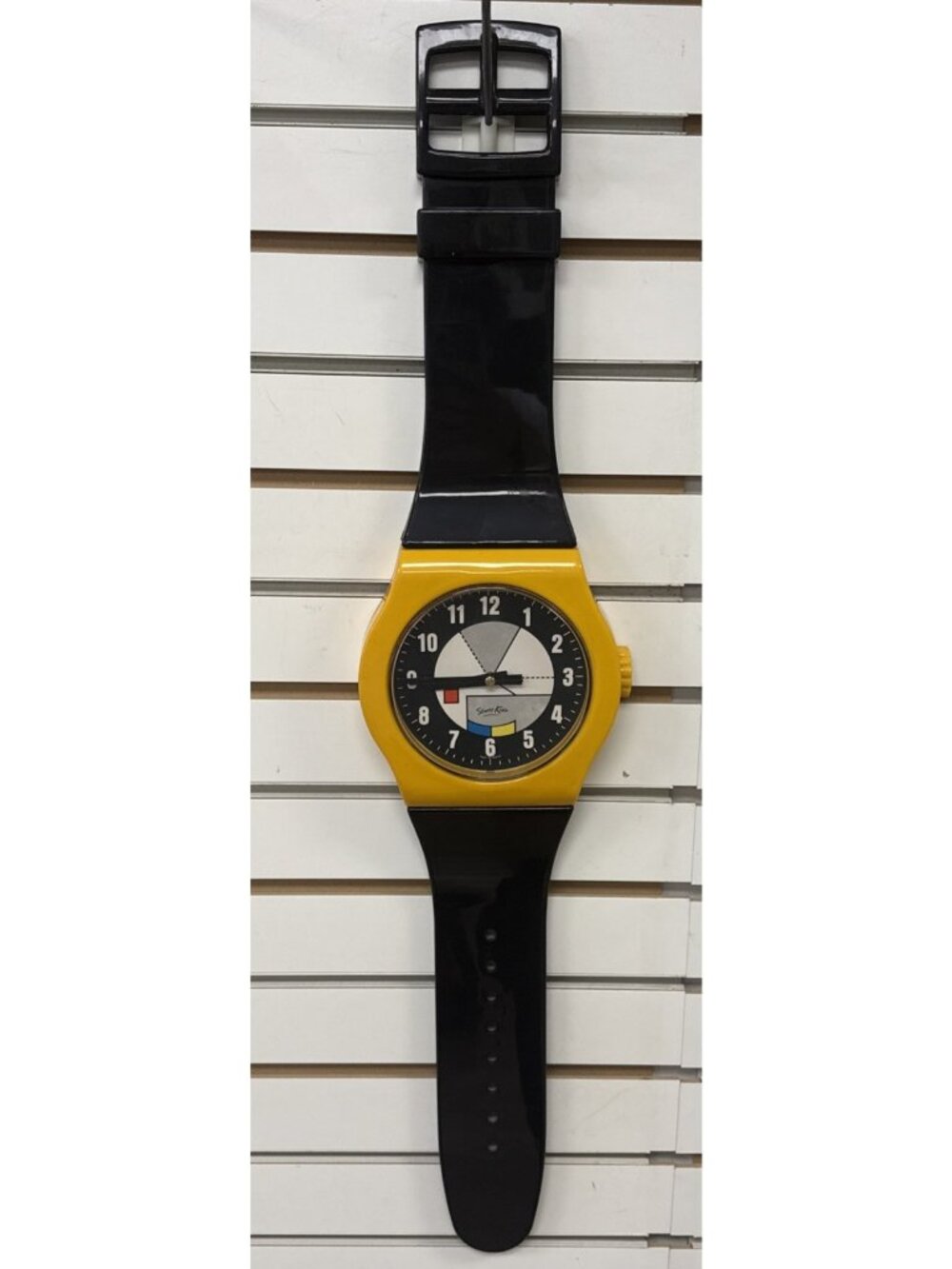 Vtg Street Kids JUMBO Watch Wall Clock Quartz  Works USA  Yellow Black 54”